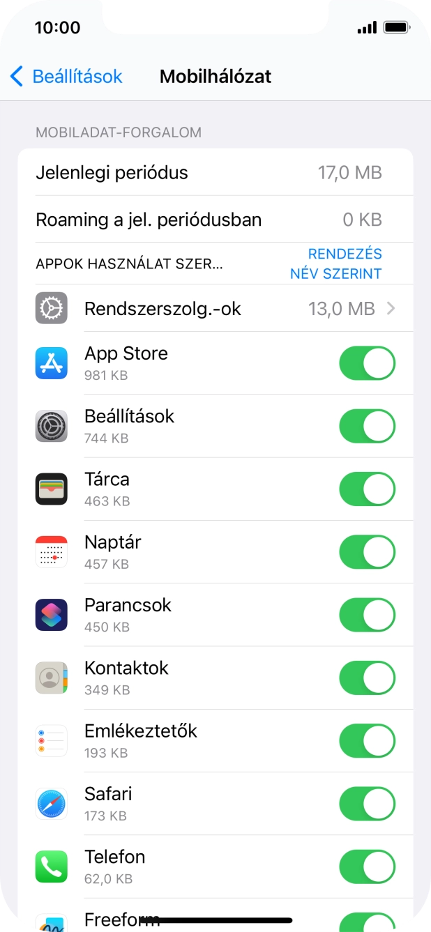 Kattints a kívánt programok melletti csúszkákra a funkciók be- vagy kikapcsolásához.