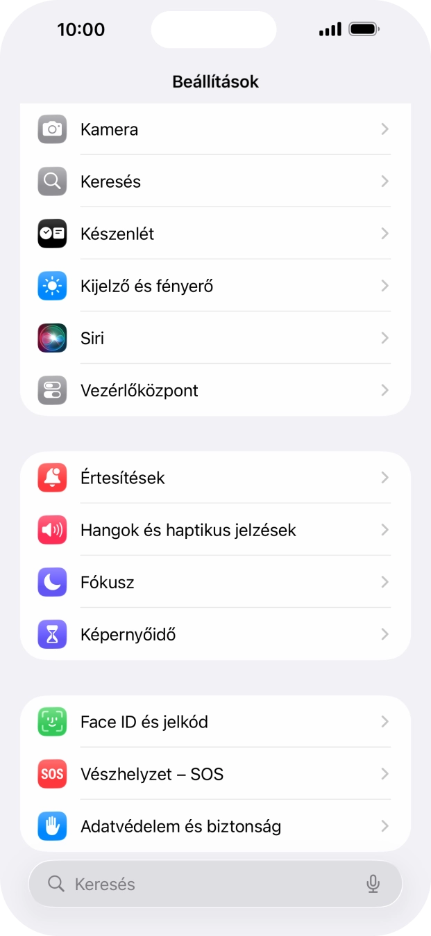 Válaszd a Face ID és jelkód lehetőséget.