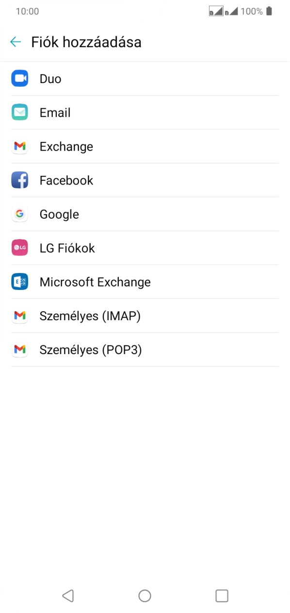Válaszd a Google lehetőséget.