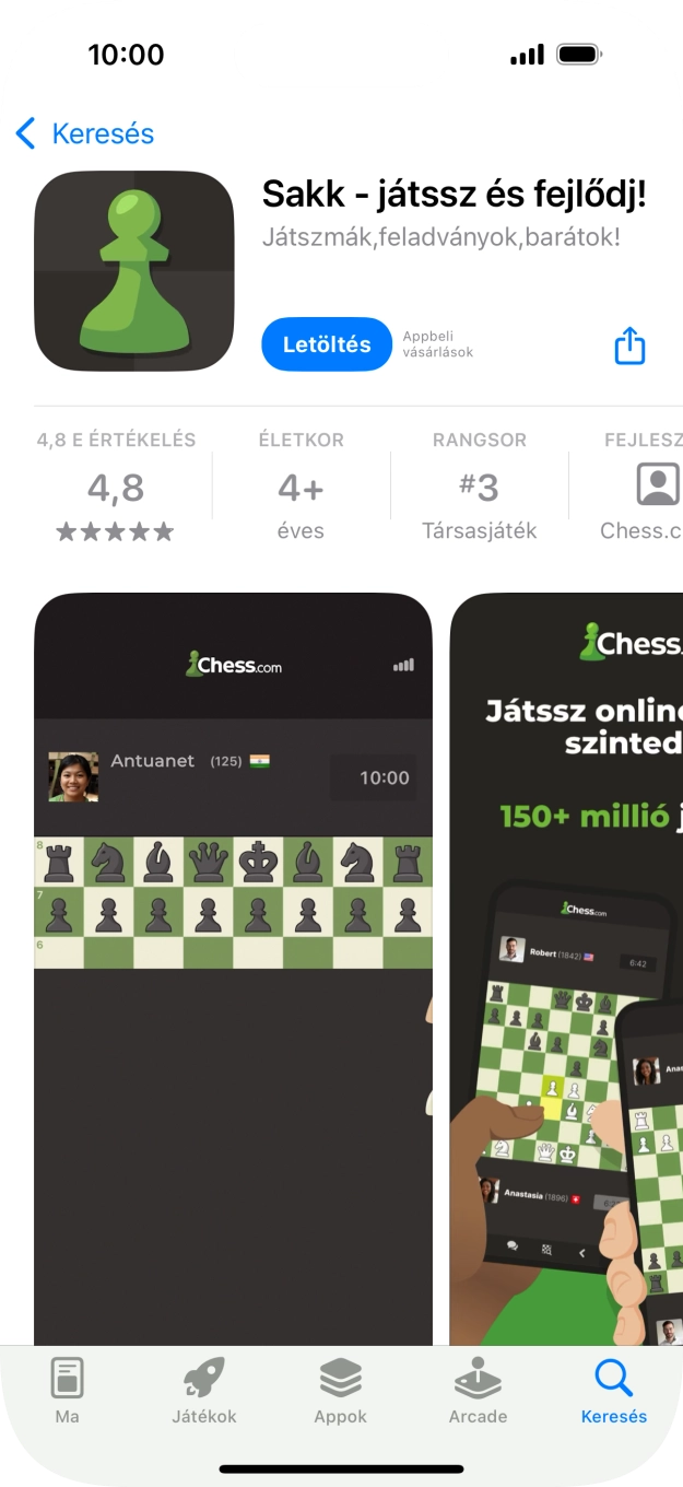 Válaszd a Letöltés lehetőséget, és kövesd a képernyőn megjelenő utasításokat az alkalmazás telepítéséhez.