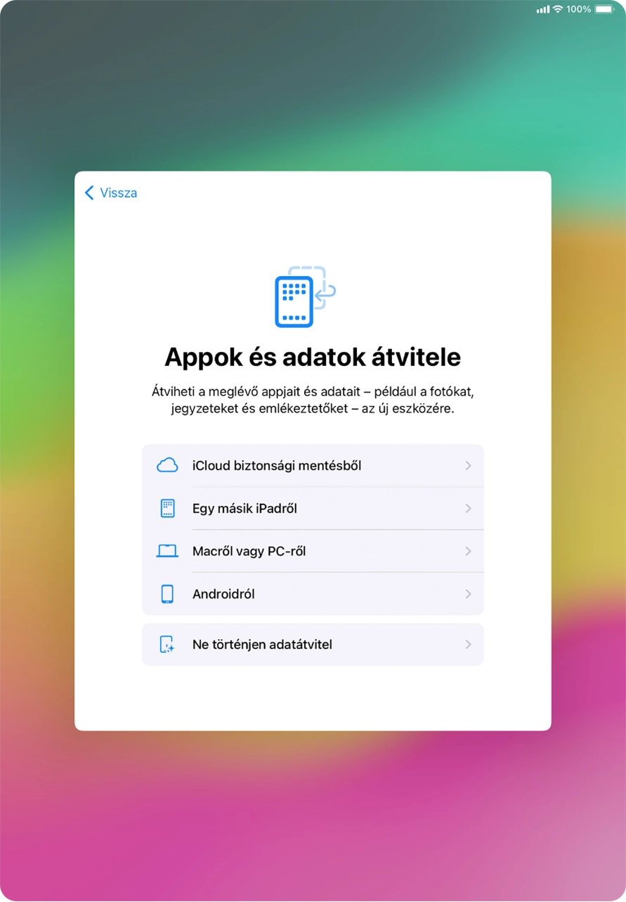 Válaszd a Ne történjen adatátvitel lehetőséget, és kövesd a képernyőn megjelenő utasításokat az aktiválás befejezéséhez.