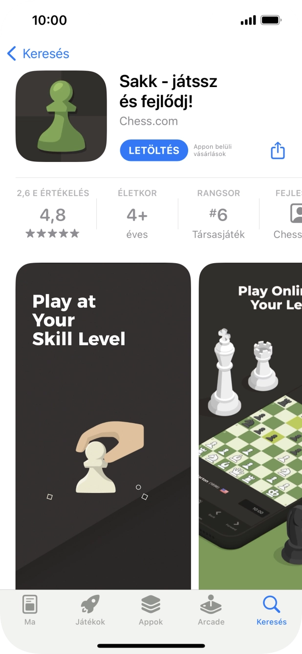 Válaszd a LETÖLTÉS lehetőséget, és kövesd a képernyőn megjelenő utasításokat az alkalmazás telepítéséhez.