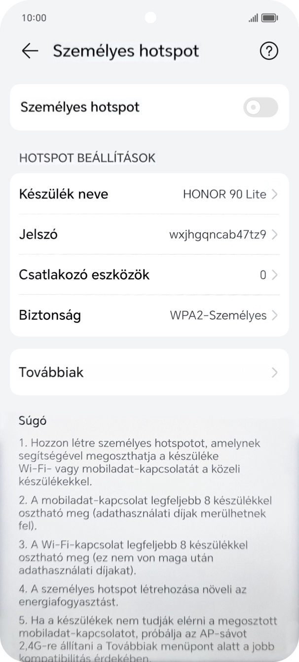 Válaszd a Készülék neve lehetőséget, és írd be a Wi-Fi-hotspot kívánt nevét. Válaszd a Készülék neve lehetőséget, és írd be a Wi-Fi-hotspot kívánt nevét.
