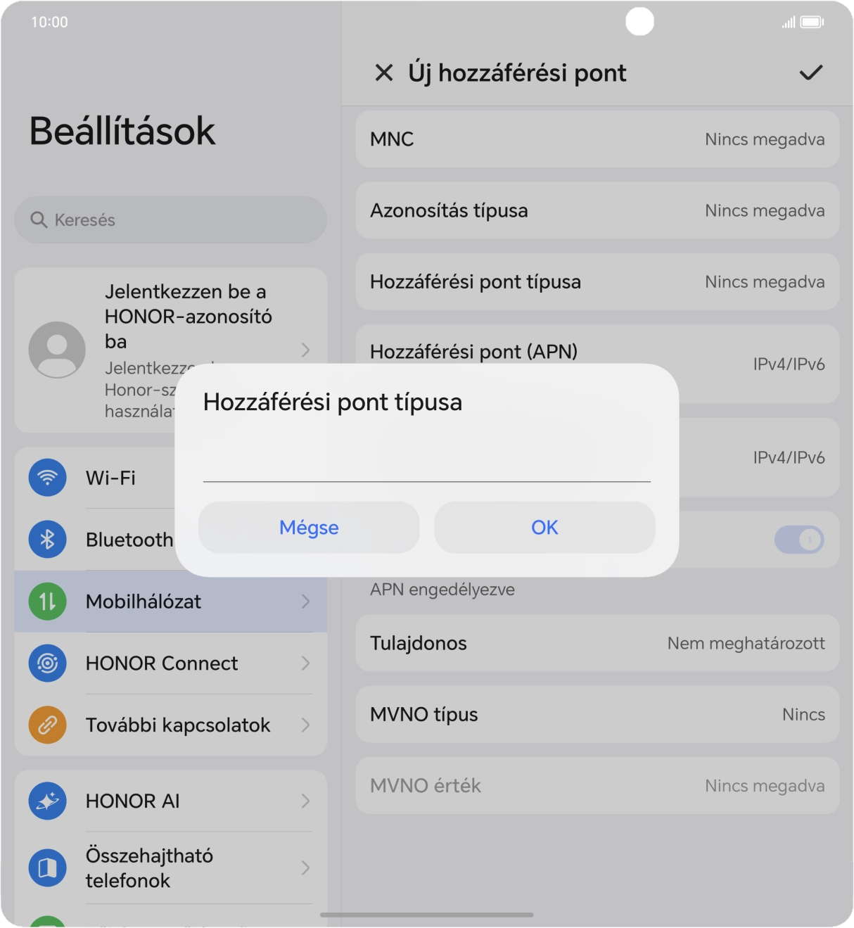 Írd be azt, hogy mms, és válaszd az OK lehetőséget.