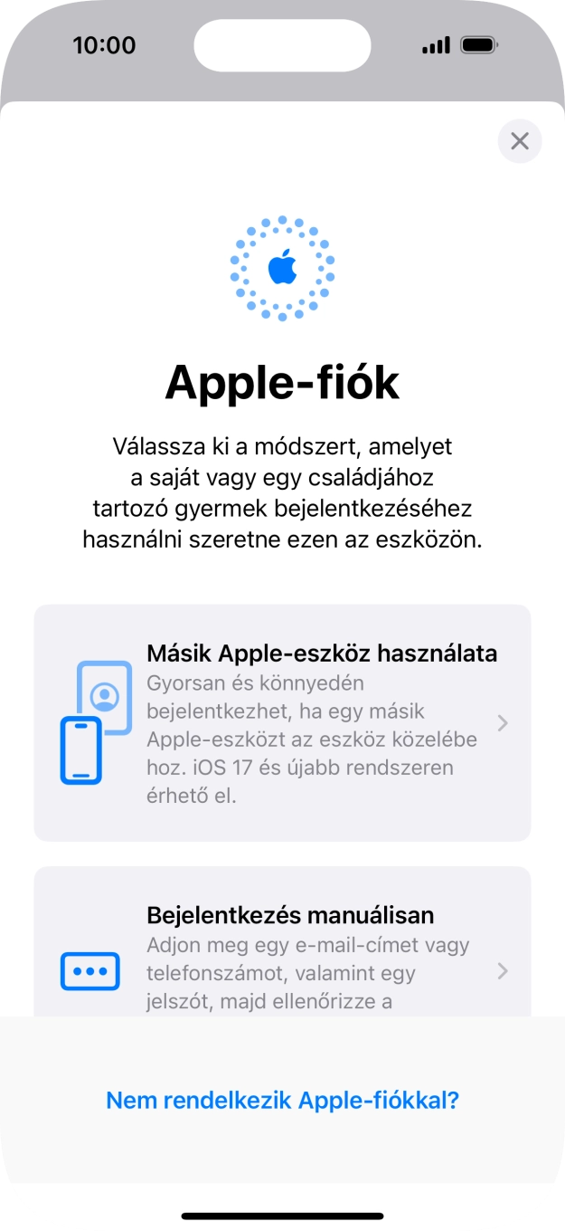 Válaszd a Bejelentkezés manuálisan lehetőséget.
