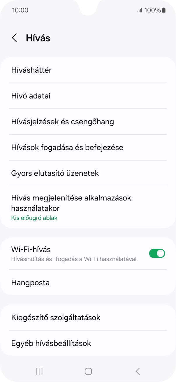 Válaszd a Kiegészítő szolgáltatások lehetőséget.