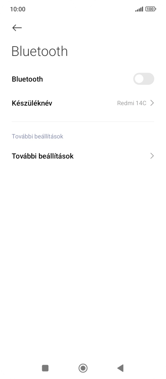 Kattints a „Bluetooth” melletti csúszkára a funkció bekapcsolásához.