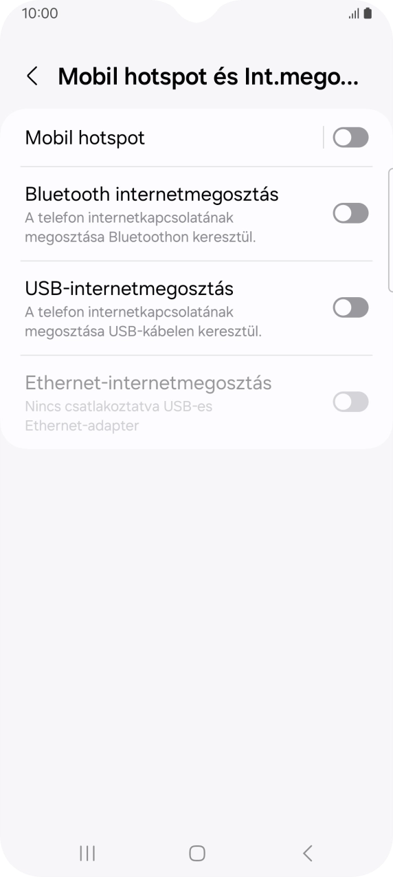 Válaszd a Mobil hotspot lehetőséget.