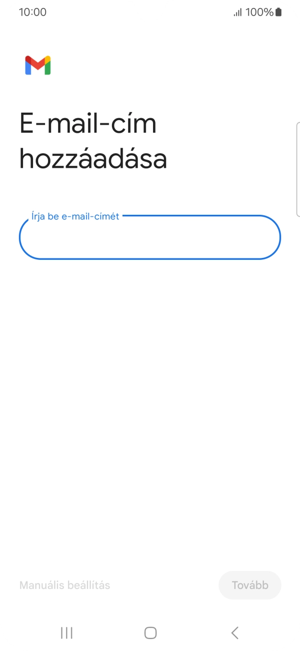Kattints az „Írja be e-mail-címét” alatti mezőre, és írd be az e-mail címedet.