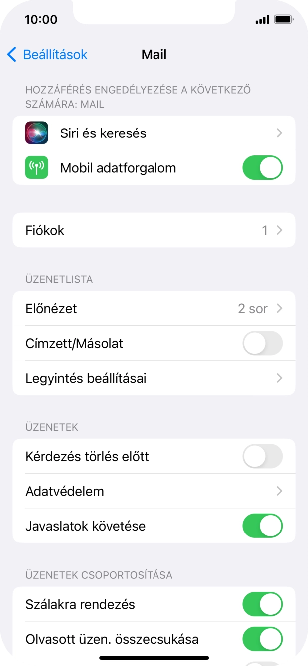 Válaszd a Fiókok lehetőséget.
