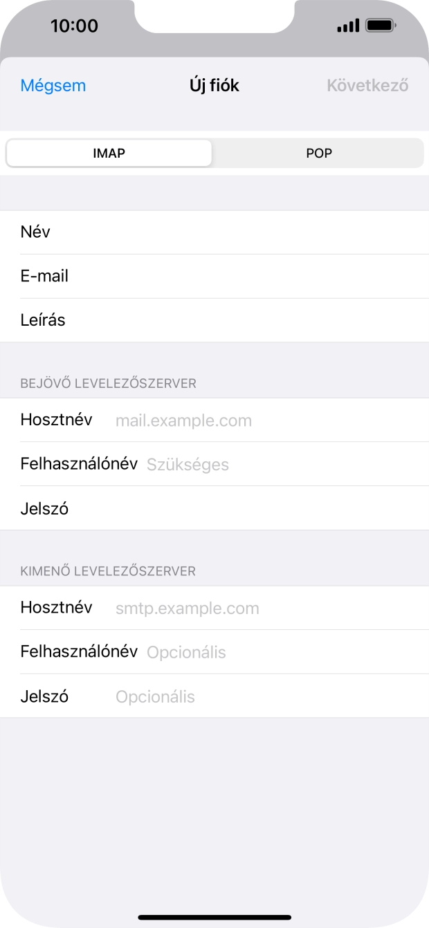 Válaszd az IMAP lehetőséget.