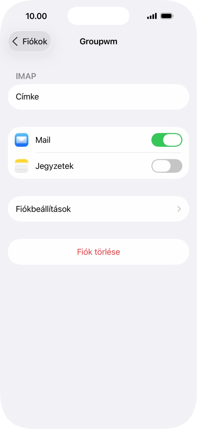 Válaszd a Fiókbeállítások lehetőséget.