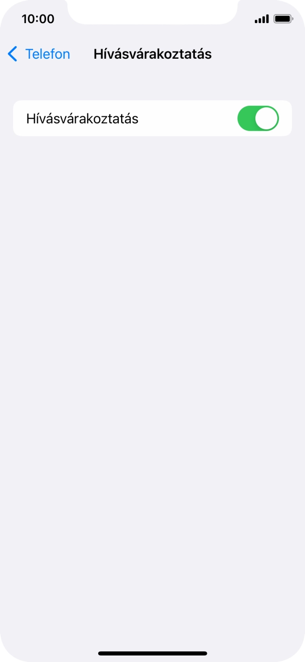 Kattints a „Hívásvárakoztatás” melletti csúszkára a funkció be- vagy kikapcsolásához.