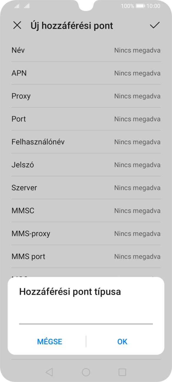Írd be azt, hogy mms, és válaszd az OK lehetőséget.