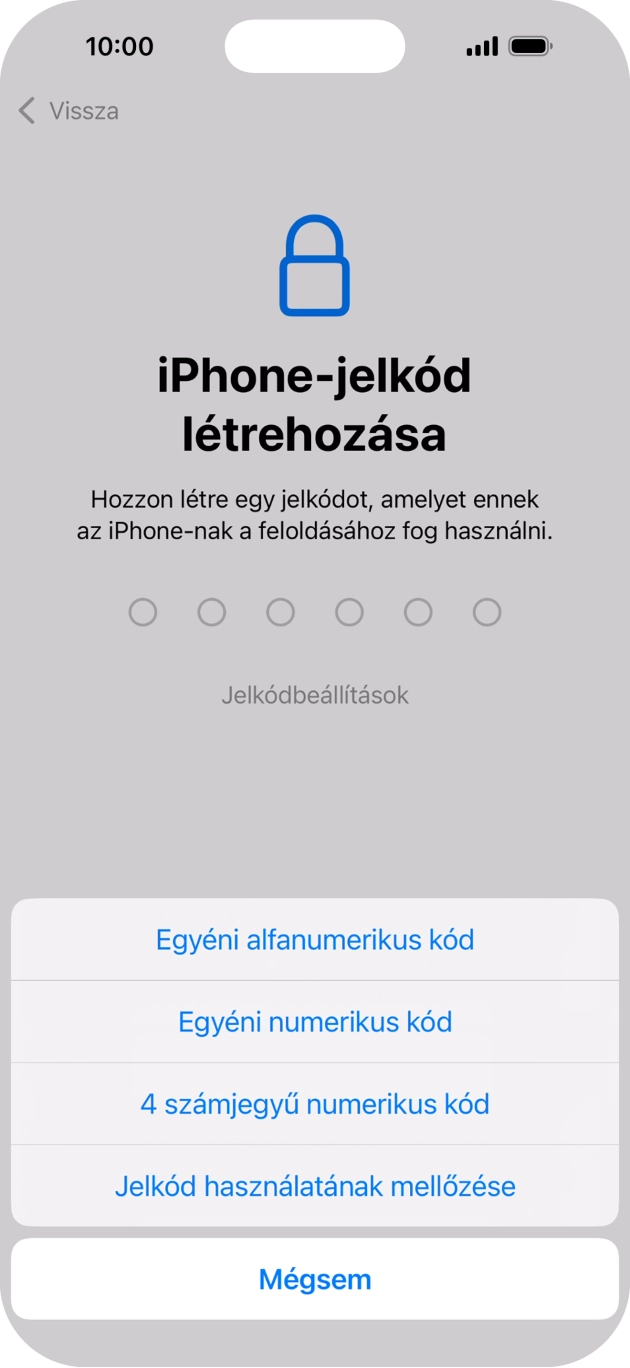 A képernyőzár használatának bekapcsolásához kövesd a képernyőn megjelenő utasításokat, vagy válaszd a Jelkód használatának mellőzése lehetőséget. A képernyőzár használatának bekapcsolásához kövesd a képernyőn megjelenő utasításokat, vagy válaszd a Jelkód használatának mellőzése lehetőséget.