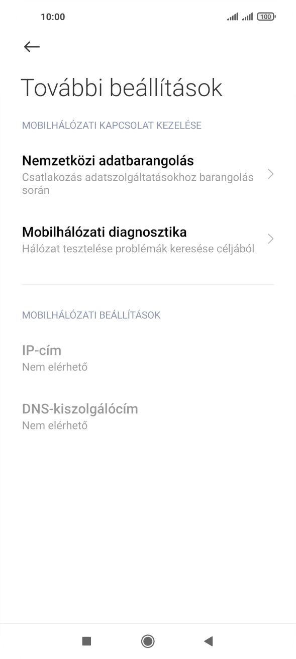 Válaszd a Nemzetközi adatbarangolás lehetőséget.