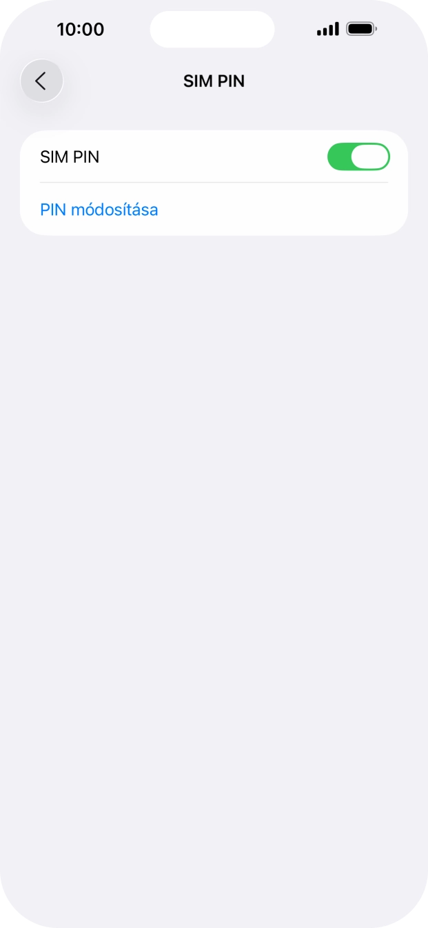 Kattints a „SIM PIN” melletti csúszkára a funkció be- vagy kikapcsolásához.