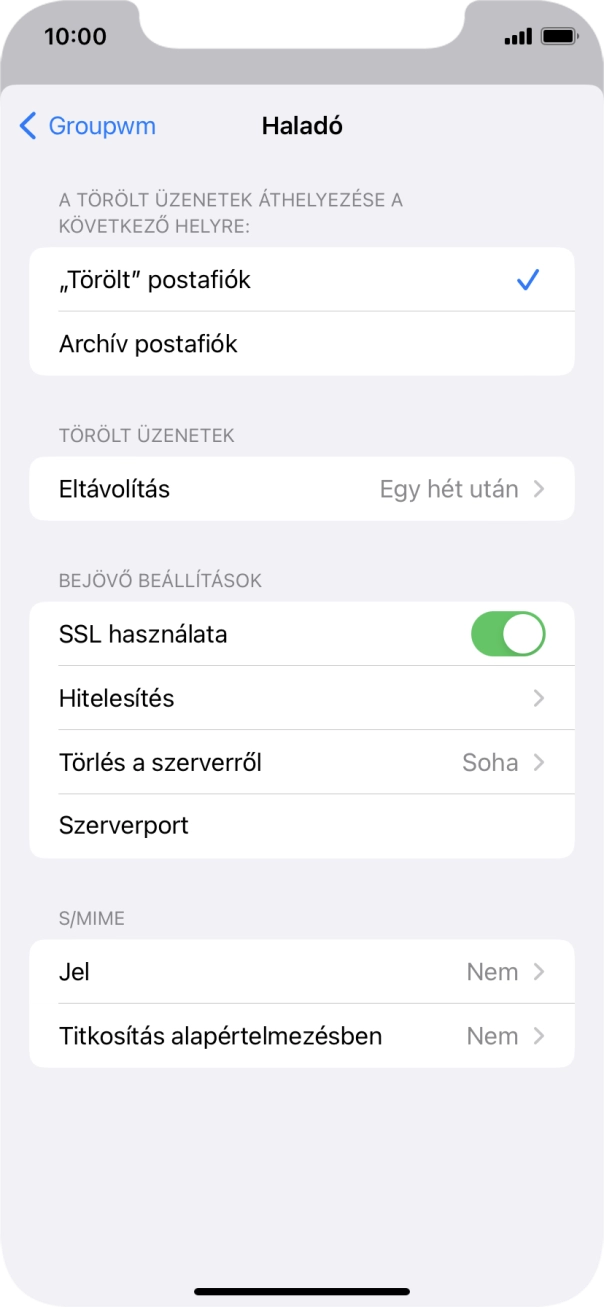 Kattints az „SSL használata” melletti csúszkára a funkció kikapcsolásához.