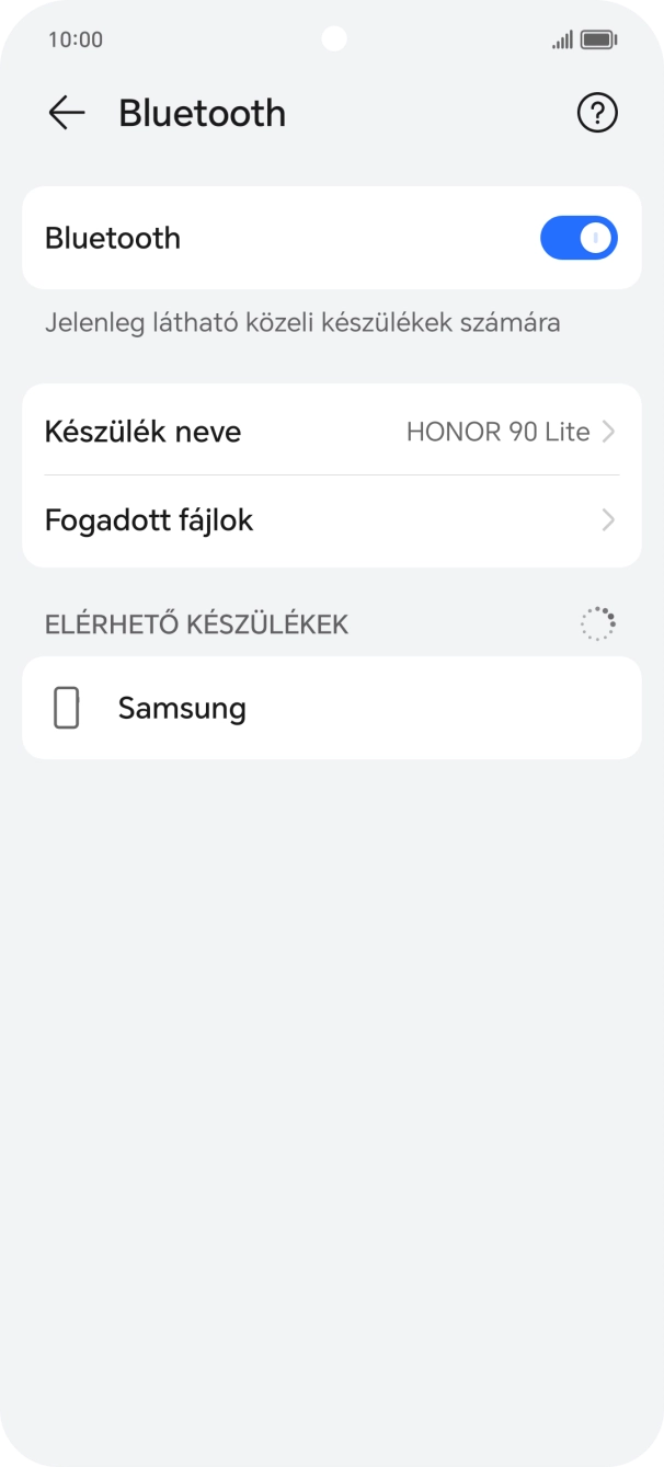 Válaszd ki a kívánt Bluetooth-eszközt, és kövesd a kijelzőn megjelenő utasításokat annak telefonodhoz történő csatlakoztatásához.