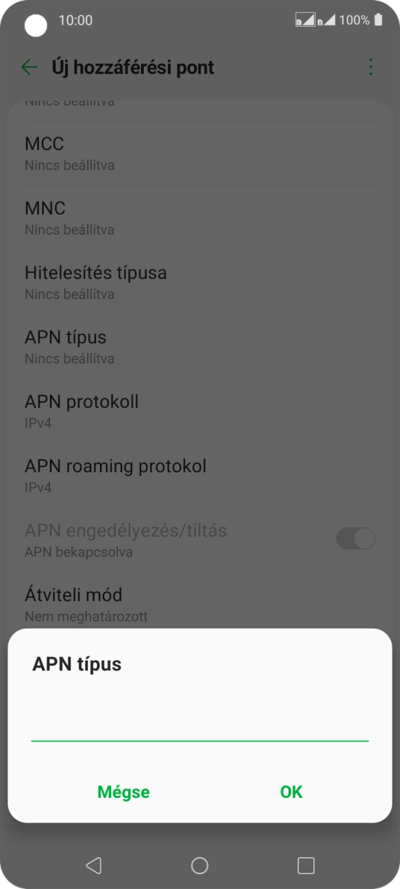 Írd be azt, hogy mms, és válaszd az OK lehetőséget.