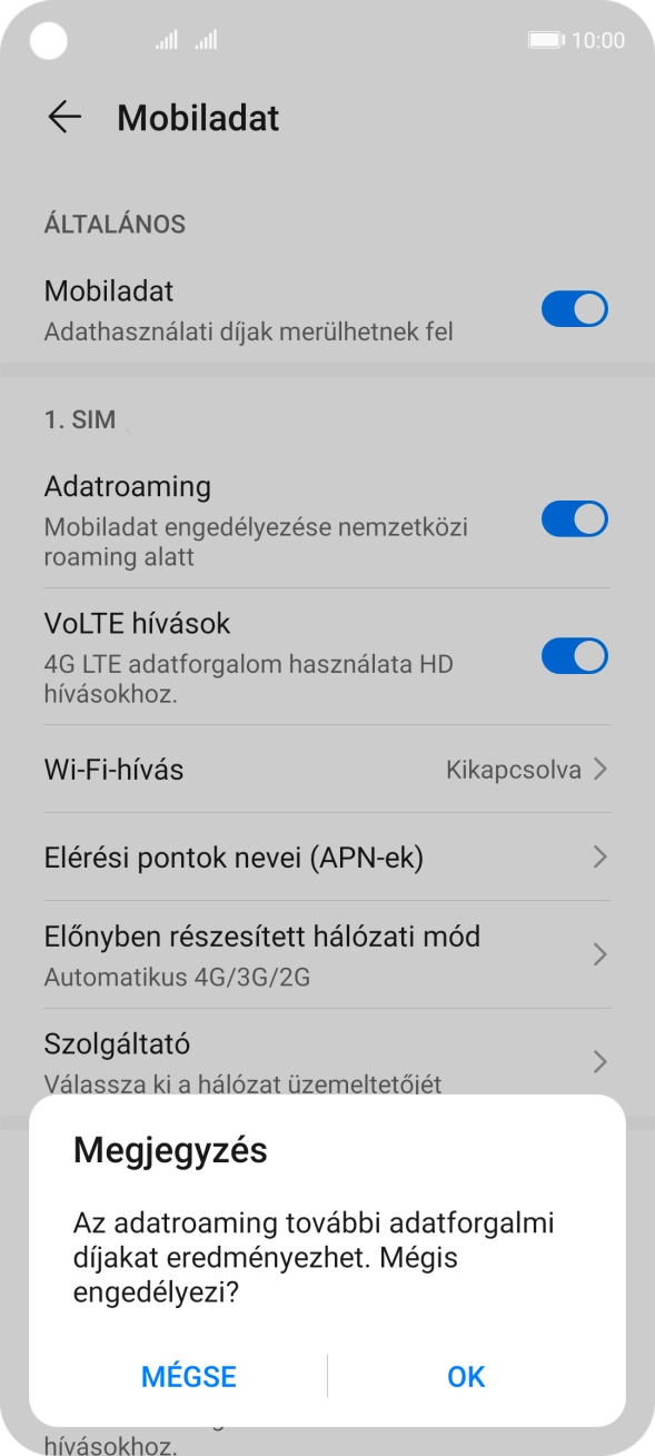 Ha bekapcsolod a funkciót, válaszd az OK lehetőséget.