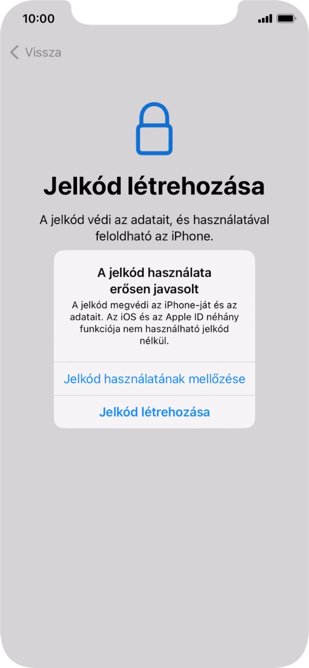 Ha kikapcsolod a funkciót, válaszd a Jelkód használatának mellőzése lehetőséget.