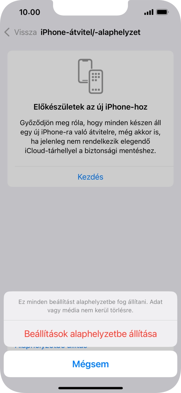 Válaszd a Beállítások alaphelyzetbe állítása lehetőséget.