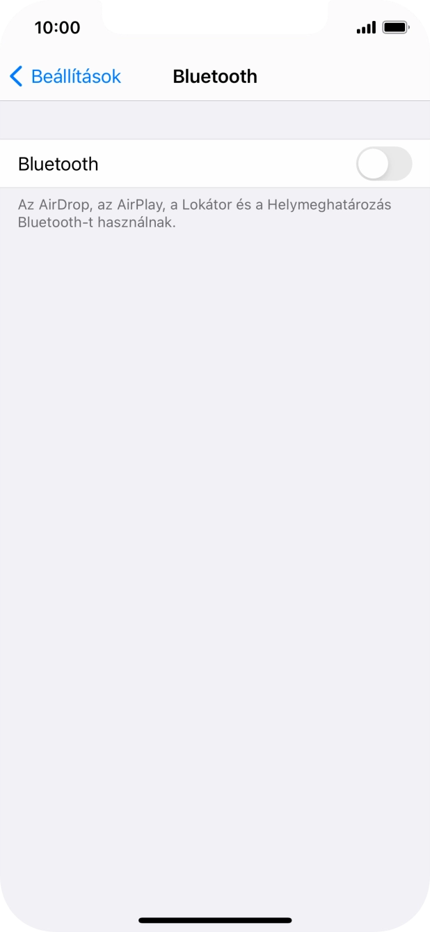 Kattints a „Bluetooth” melletti csúszkára a funkció bekapcsolásához.