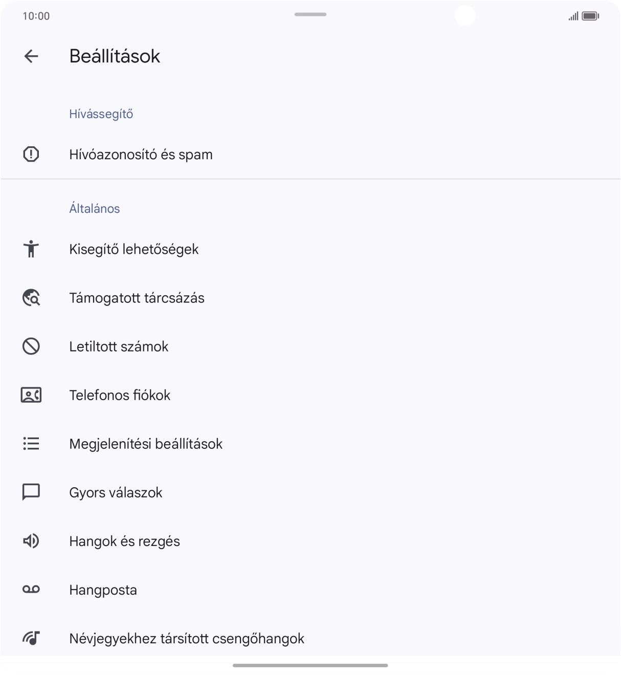 Válaszd a Hangposta lehetőséget.