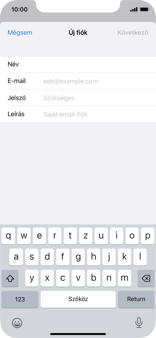 Kattints az E-mail mezőre, és írd be az e-mail címedet.