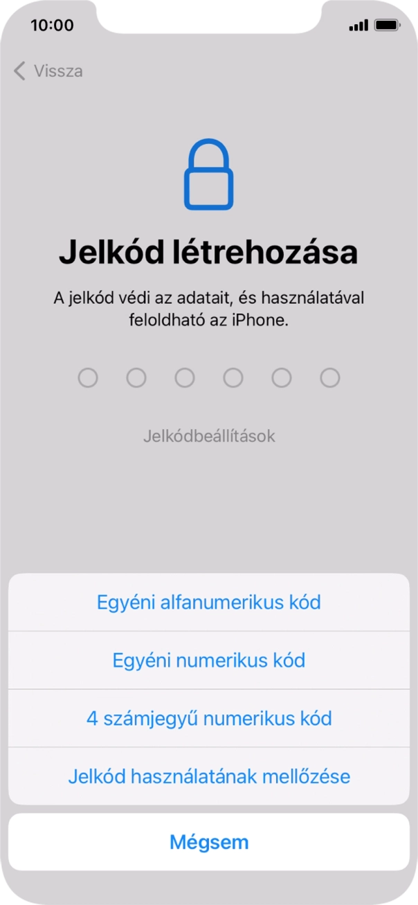 A képernyőzár használatának bekapcsolásához kövesd a képernyőn megjelenő utasításokat, vagy válaszd a Jelkód használatának mellőzése lehetőséget.