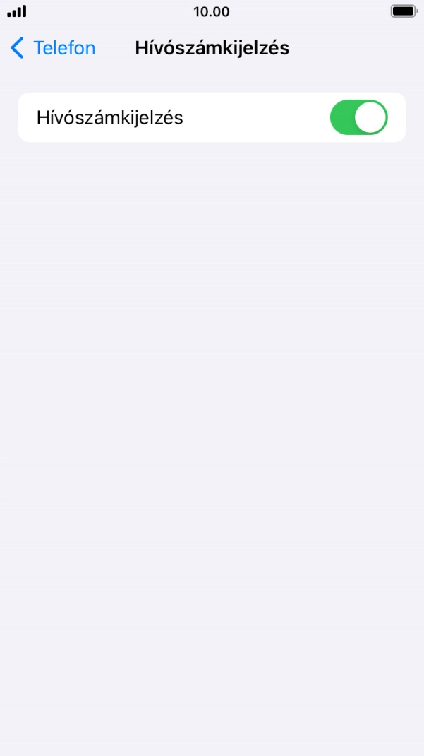 Kattints a „Hívószámkijelzés” melletti csúszkára a funkció be- vagy kikapcsolásához.