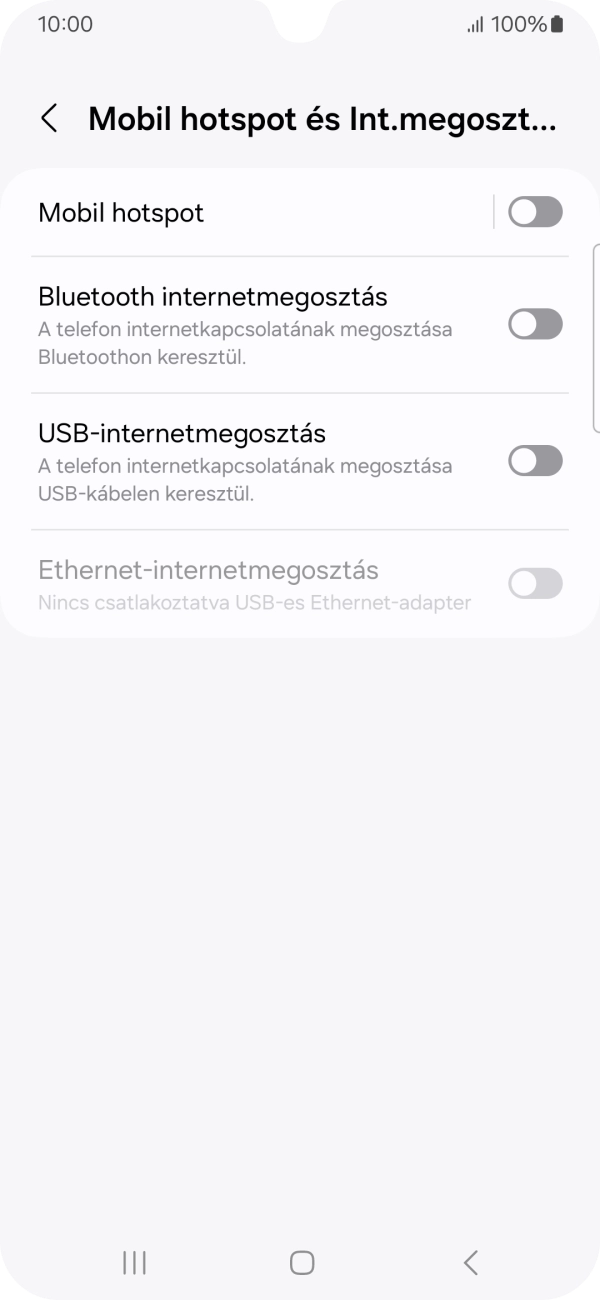 Válaszd a Mobil hotspot lehetőséget. Válaszd a Mobil hotspot lehetőséget.