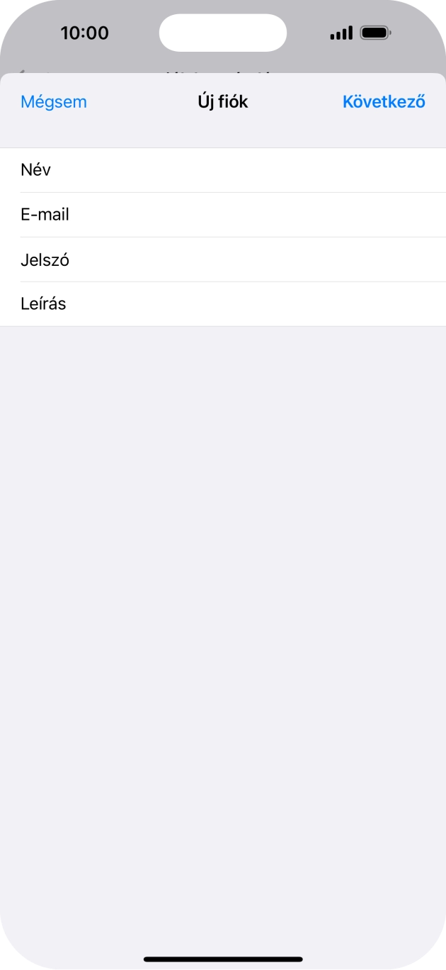 Kattints a Leírás mezőre, és írd be az e-mail-fiók kívánt nevét.
