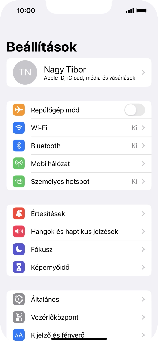 Válaszd az Általános lehetőséget.