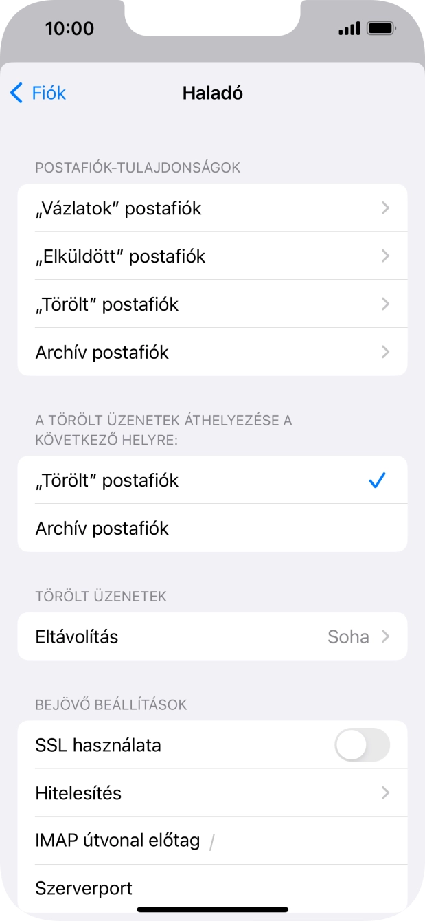 Kattints az „SSL használata” melletti csúszkára a funkció bekapcsolásához.