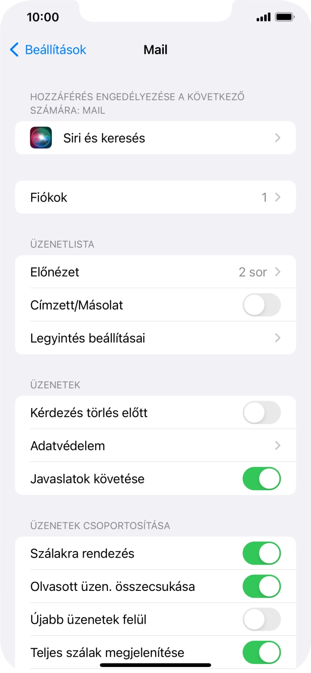 Válaszd a Fiókok lehetőséget.