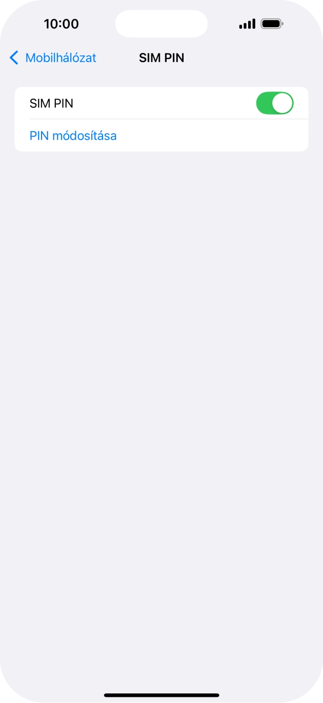 Kattints a „SIM PIN” melletti csúszkára a funkció be- vagy kikapcsolásához. Kattints a „SIM PIN” melletti csúszkára a funkció be- vagy kikapcsolásához.