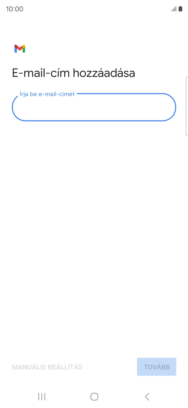 Kattints az „Írja be e-mail-címét” alatti mezőre, és írd be az e-mail címedet.