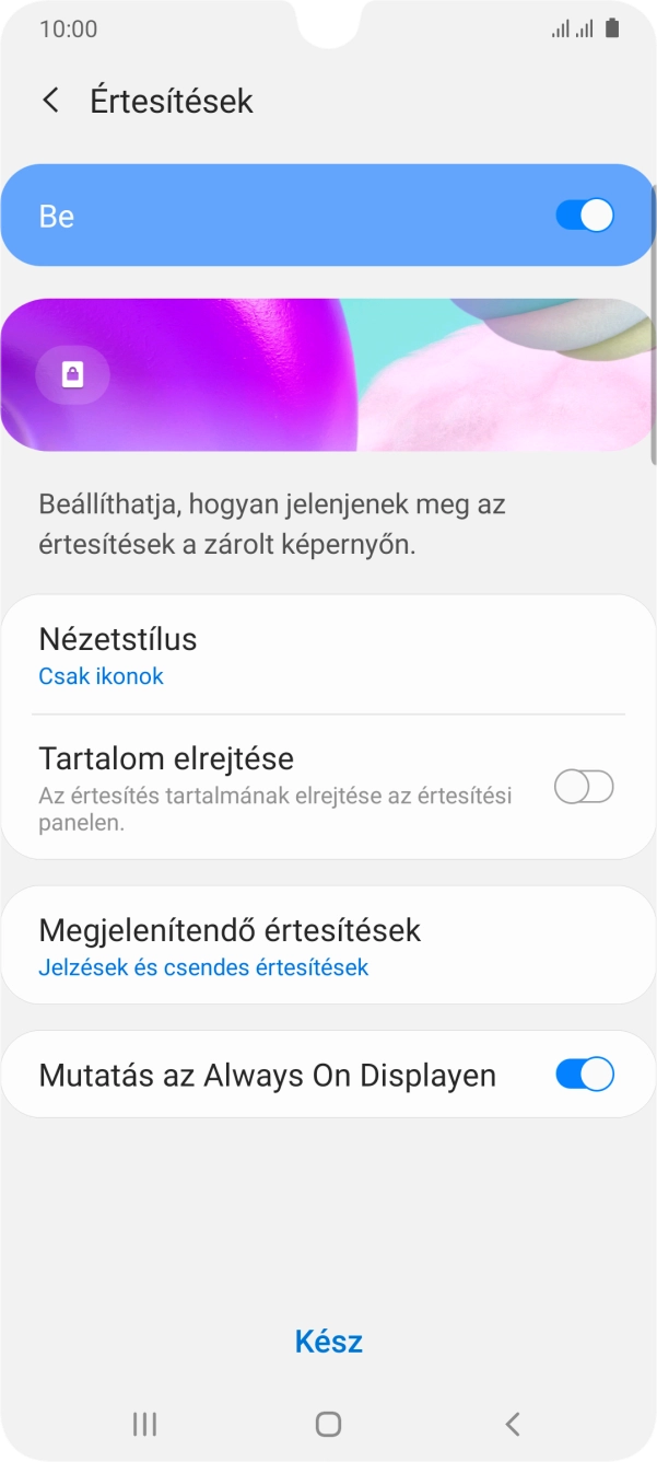 Válaszd a kívánt beállításokat a funkciók be- vagy kikapcsolásához. Válaszd a kívánt beállításokat a funkciók be- vagy kikapcsolásához.