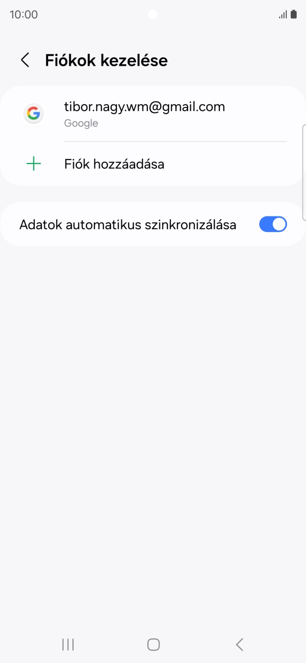Válaszd a Fiók hozzáadása lehetőséget.