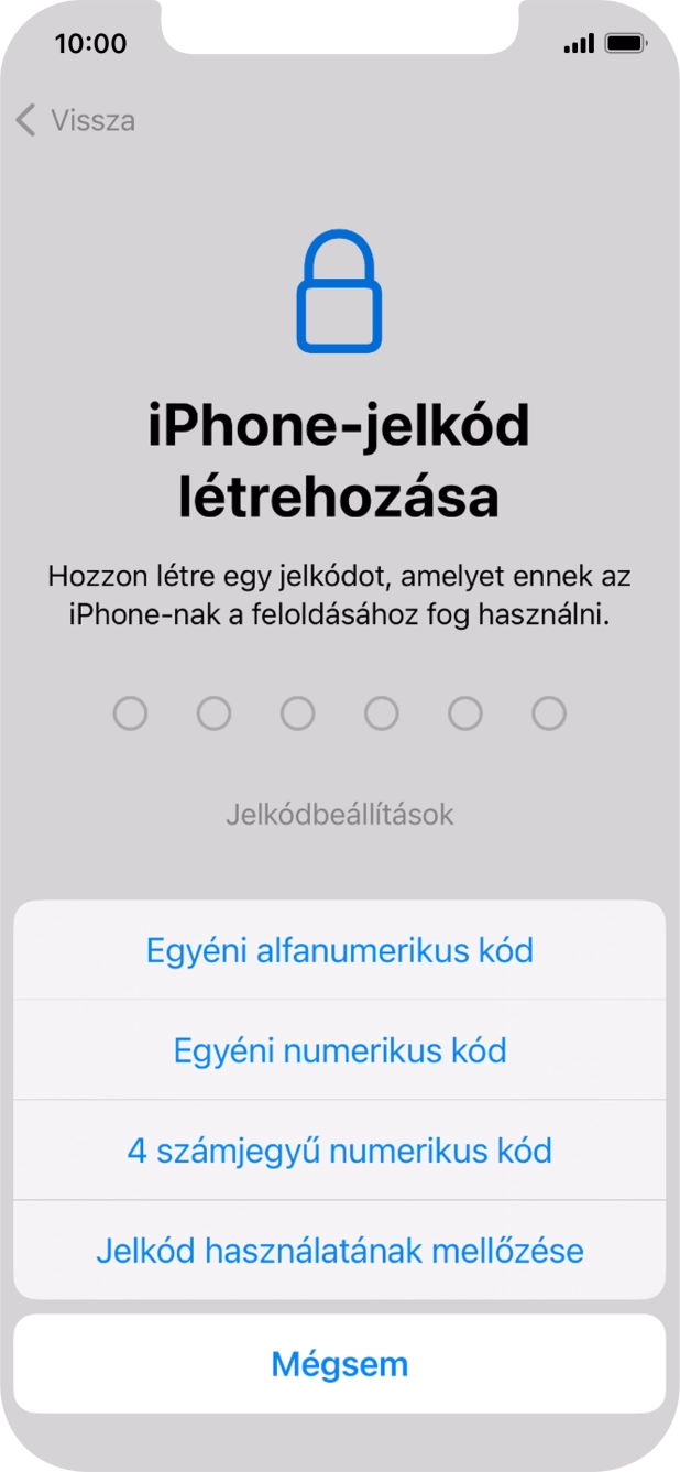 A képernyőzár használatának bekapcsolásához kövesd a képernyőn megjelenő utasításokat, vagy válaszd a Jelkód használatának mellőzése lehetőséget. A képernyőzár használatának bekapcsolásához kövesd a képernyőn megjelenő utasításokat, vagy válaszd a Jelkód használatának mellőzése lehetőséget.