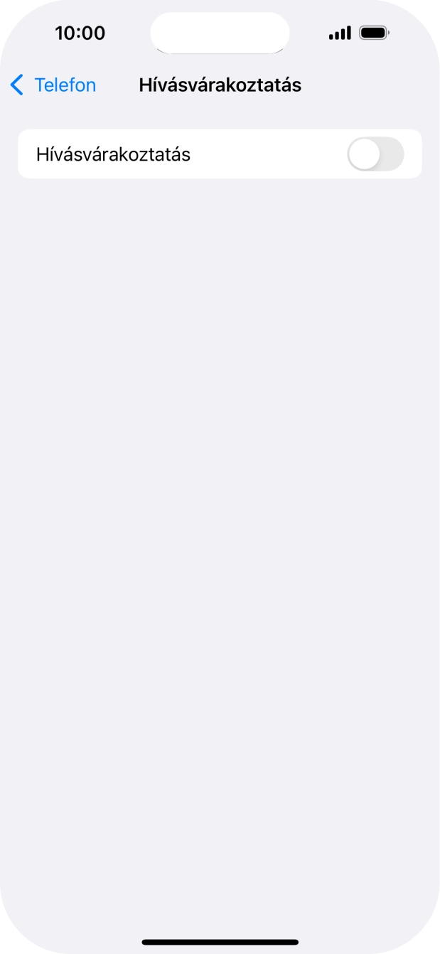 Kattints a „Hívásvárakoztatás” melletti csúszkára a funkció be- vagy kikapcsolásához.