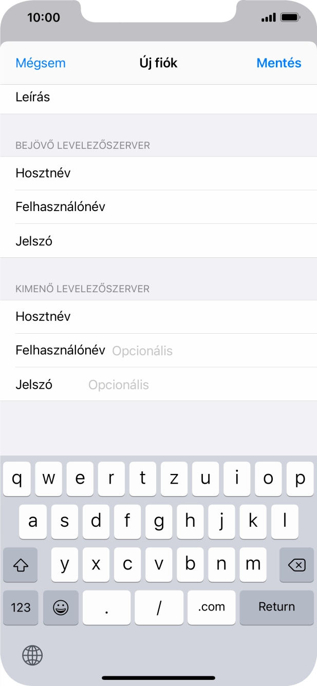 Kattints a Felhasználónév mezőre, és írd be az e-mail-fiókodhoz tartozó felhasználónevet.