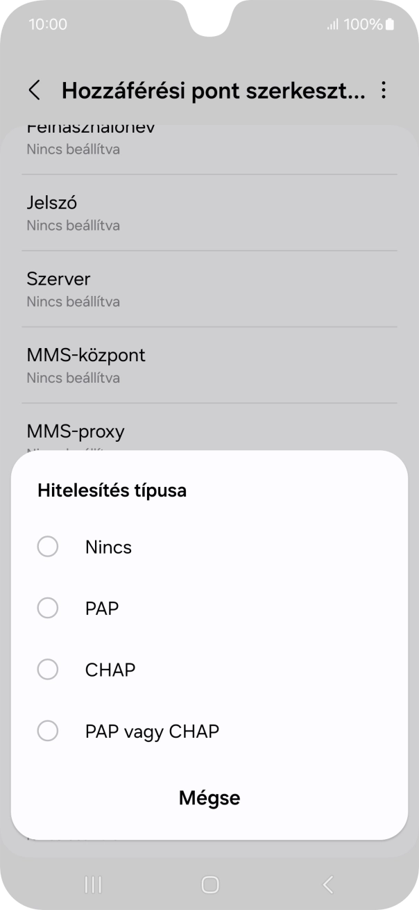 Válaszd a PAP lehetőséget.