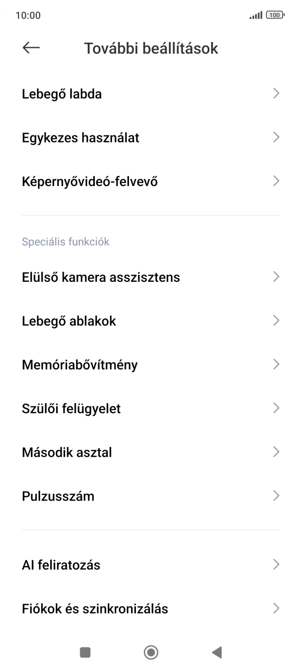 Válaszd a Fiókok és szinkronizálás lehetőséget.
