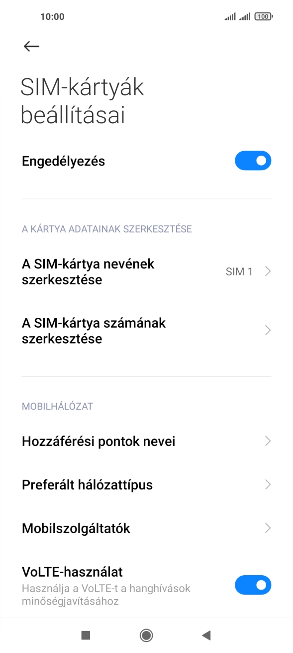 Válaszd a Hozzáférési pontok nevei lehetőséget.