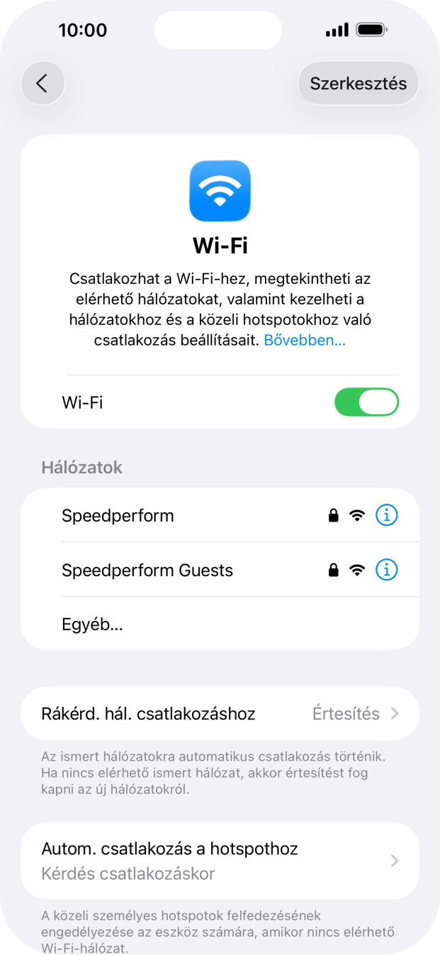 Kattints a kívánt Wi-Fi hálózatra, és írd be a Wi-Fi hálózathoz tartózó jelszót. Kattints a kívánt Wi-Fi hálózatra, és írd be a Wi-Fi hálózathoz tartózó jelszót.
