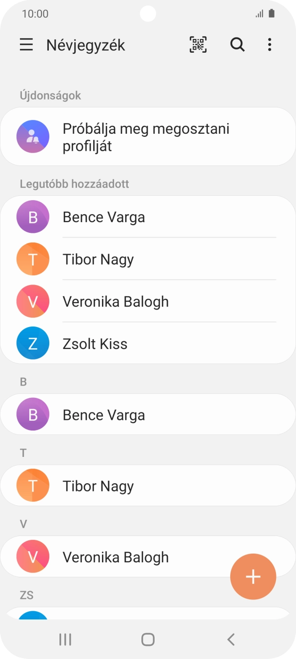Kattints az új kontaktok ikonra.