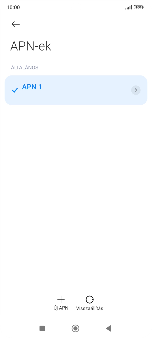 Válaszd az Új APN lehetőséget.